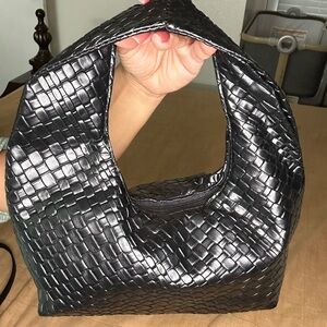 Woven-Texture Black Women’s Hobo Bag